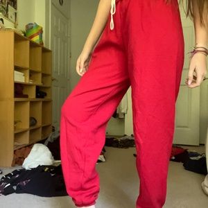 Red casual sweatpants